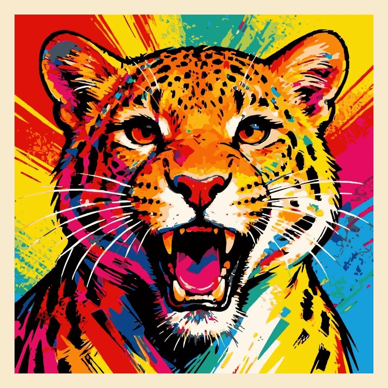 Explosion de couleurs du léopard pop art