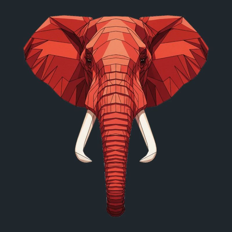 Red Geometric Elephant Head