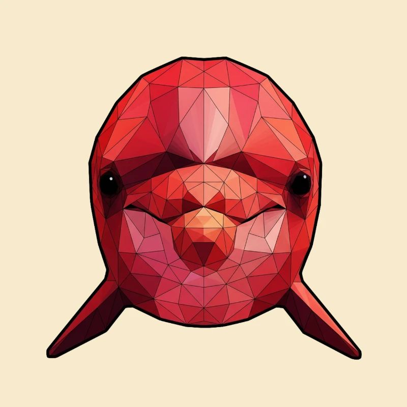 Roter Polygonfisch Geometrische Kunst