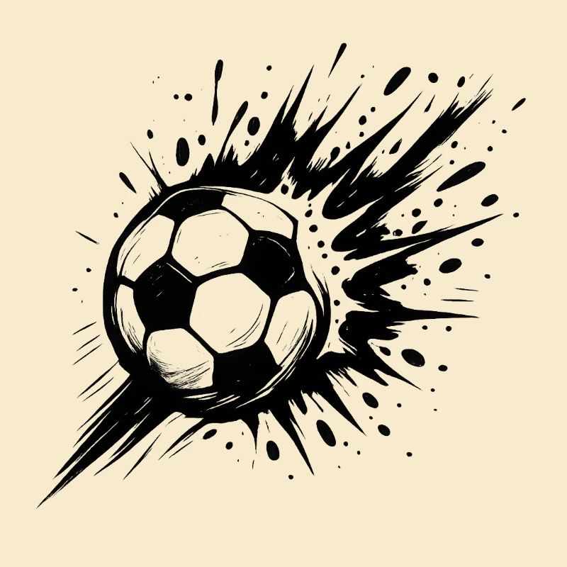 Exploding football in black and white