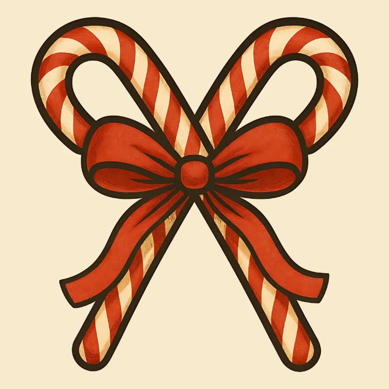 Candy Canes with Red Ribbon