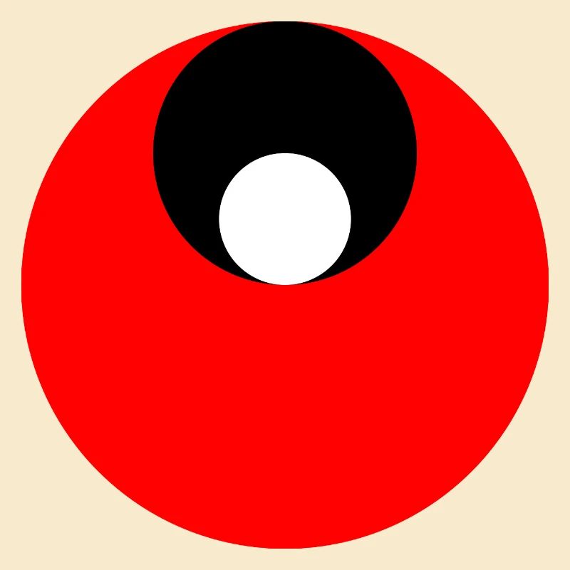 3 cercles, rouge, noir et blanc