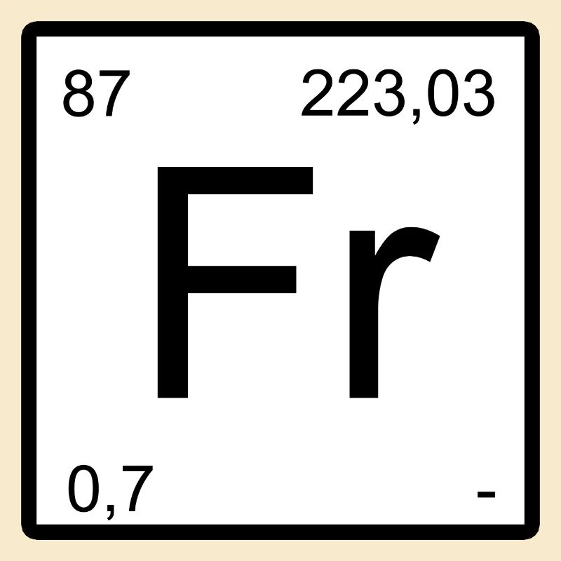Conception des éléments de francium avec nombres de période