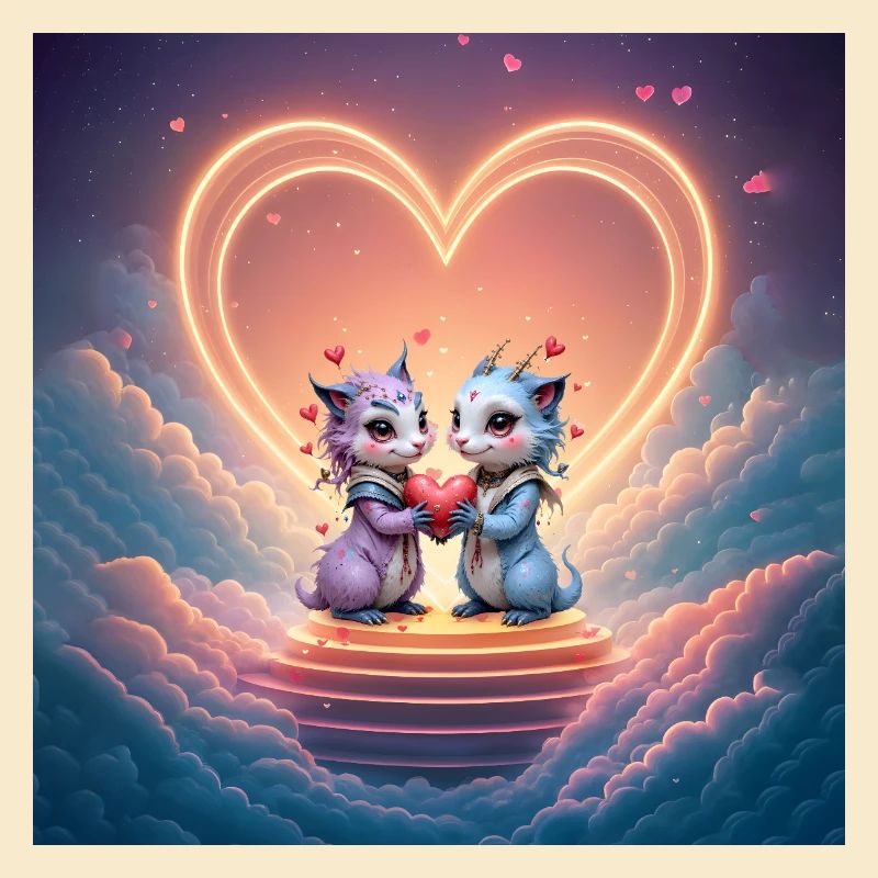 Neon Dragons in Love