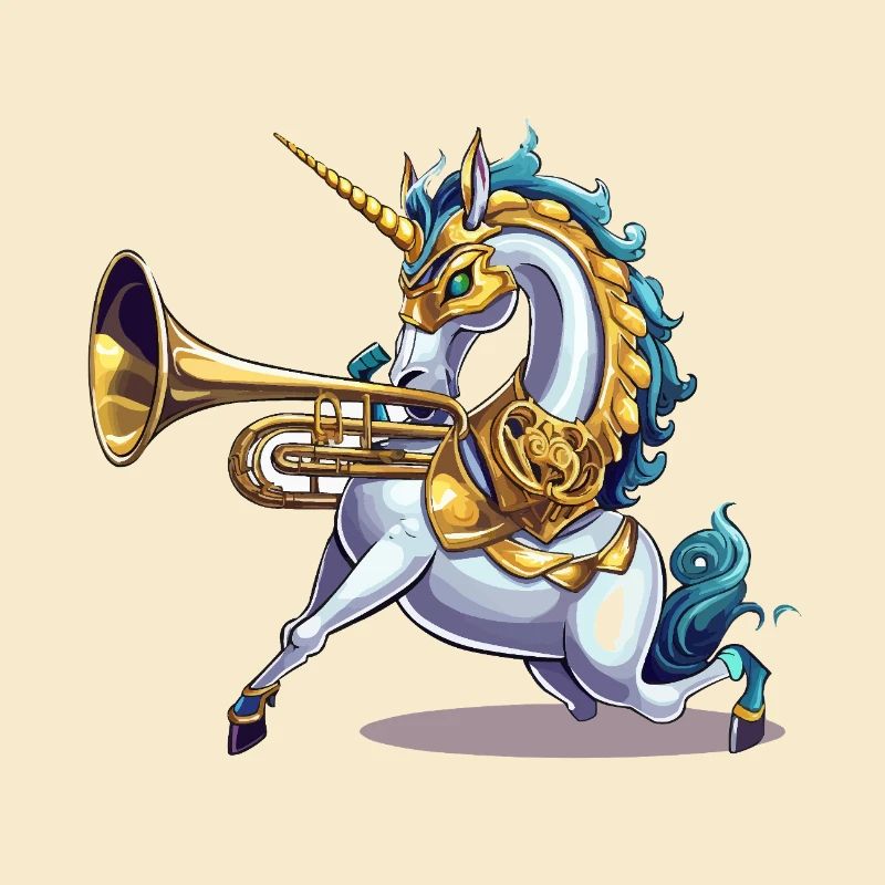 Licorne d’or avec trompette