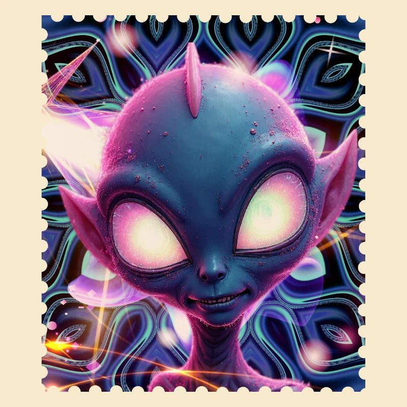 Neon-Alien Porträt im Psychedelicht