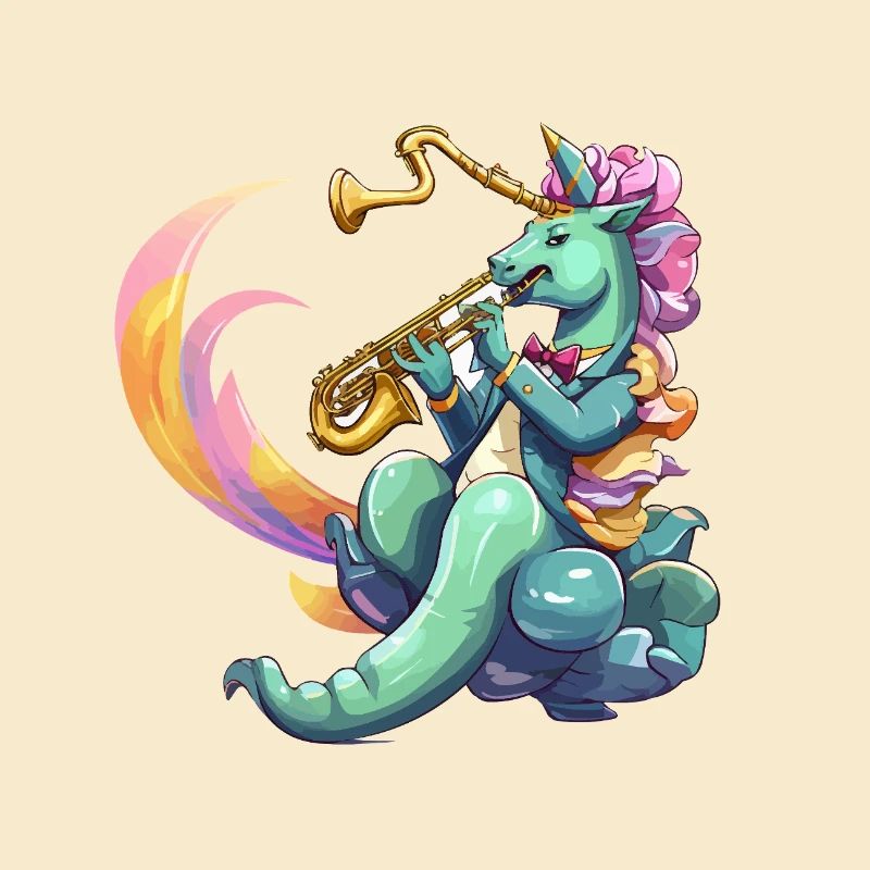 Saxophone Unicorn Neon Style
