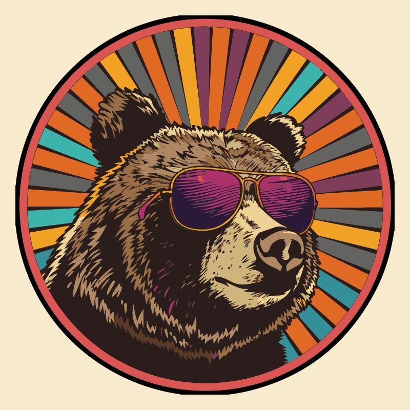 Ours avec des lunettes de soleil rétro