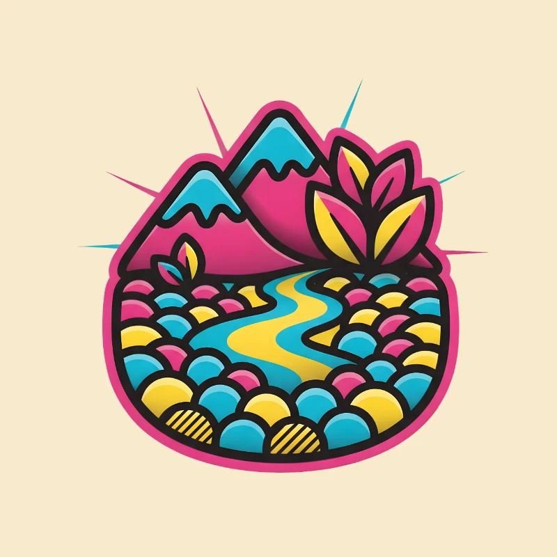 Paysage fluvial coloré Candystyle