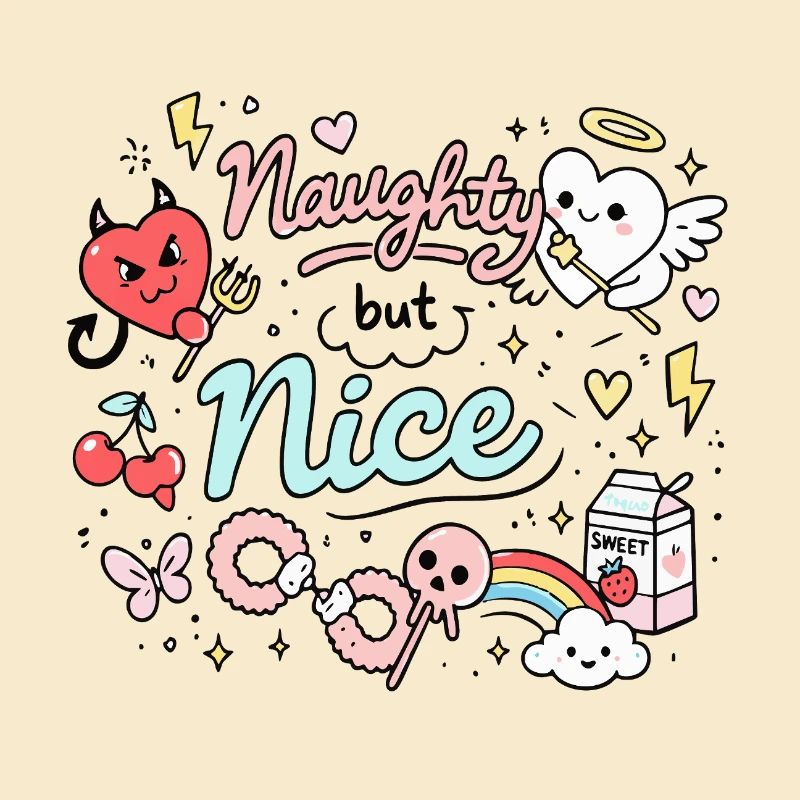Naughty But Nice Freches Doodle Statement