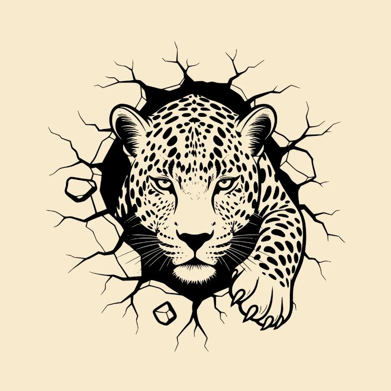 Leopard Wanddurchbruch Elegantes Wildtier