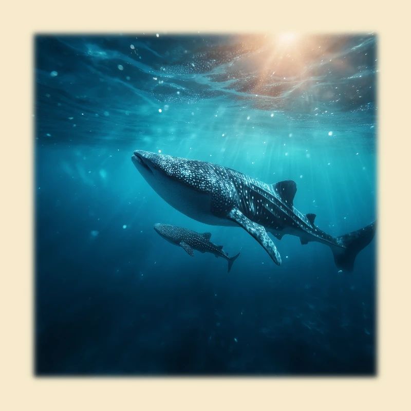 Mère requin-baleine avec bébé nature sous-marine