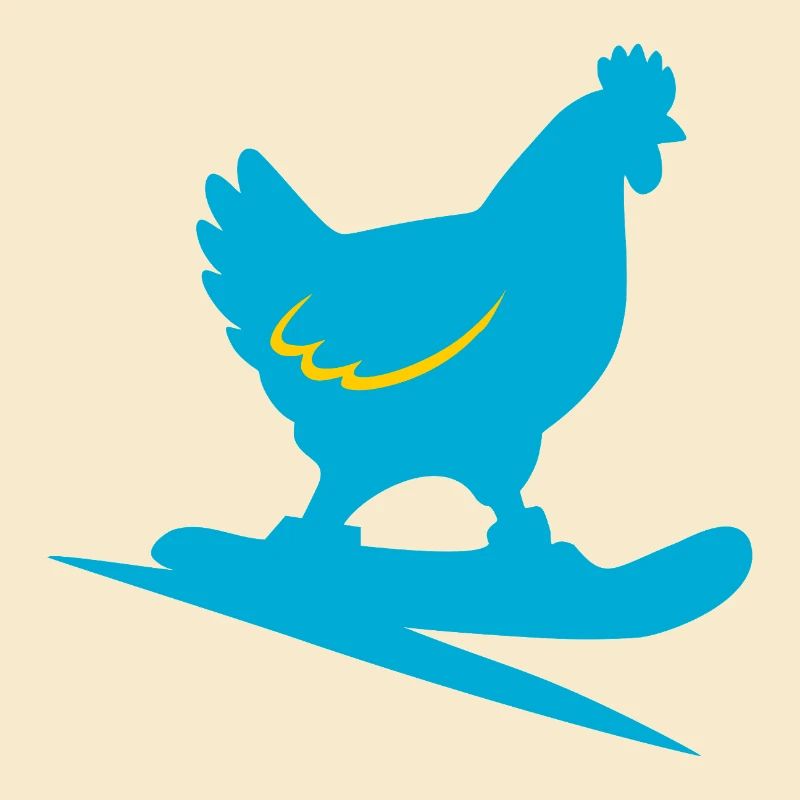 Funny Winter Chickens Snowboarding