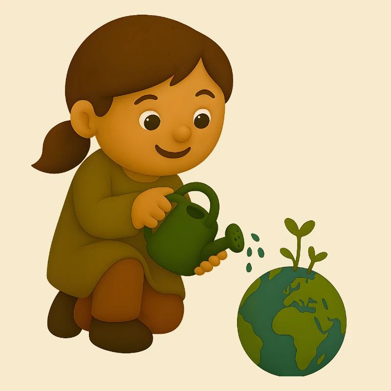 Petit écologiste qui verse le globe