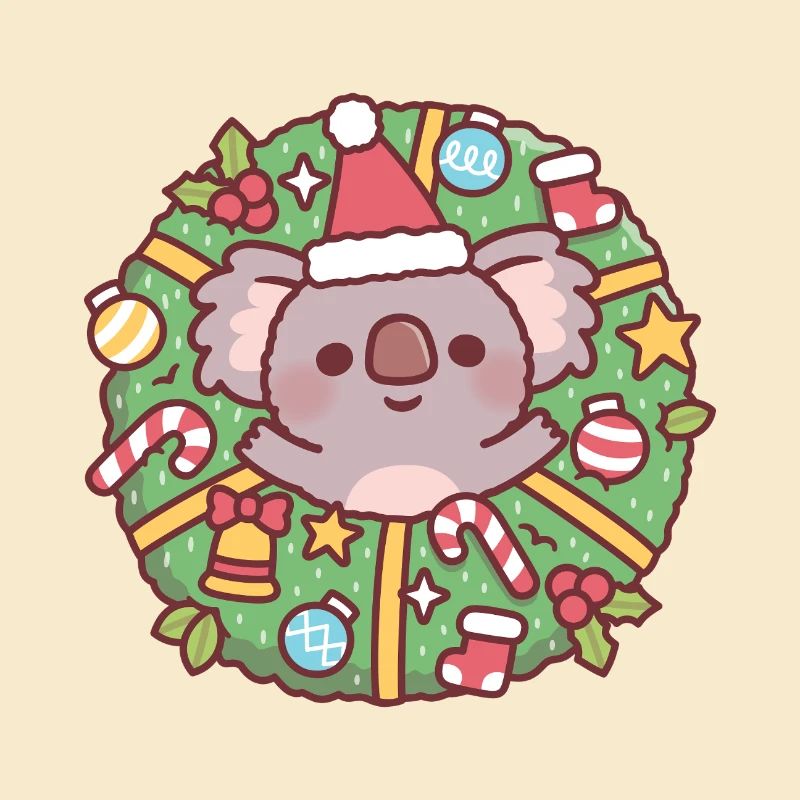 Süßer Koalabär im Weihnachtskranz