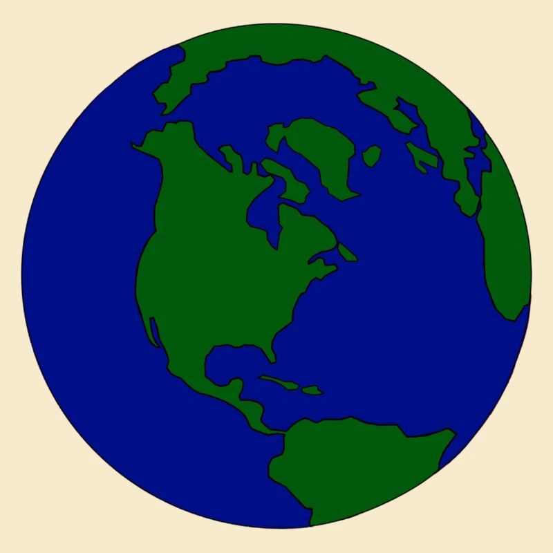 Minimal Globe: Earth in Blue-Green