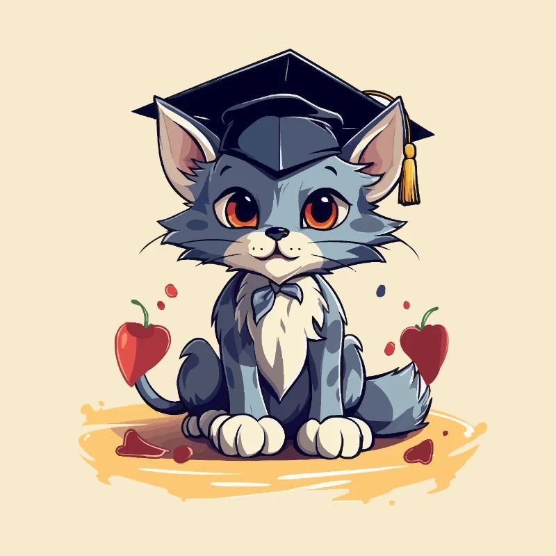 Graduation Cat with Graduation Cap