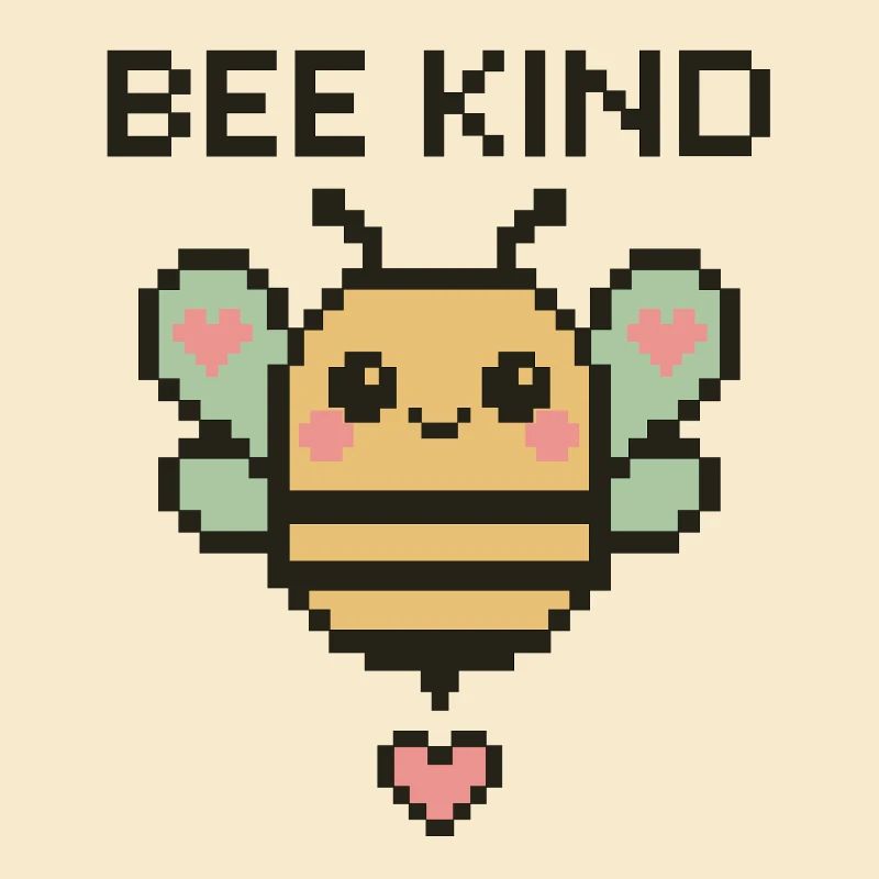 Bee Kind - Pixelbiene mit Herzchen