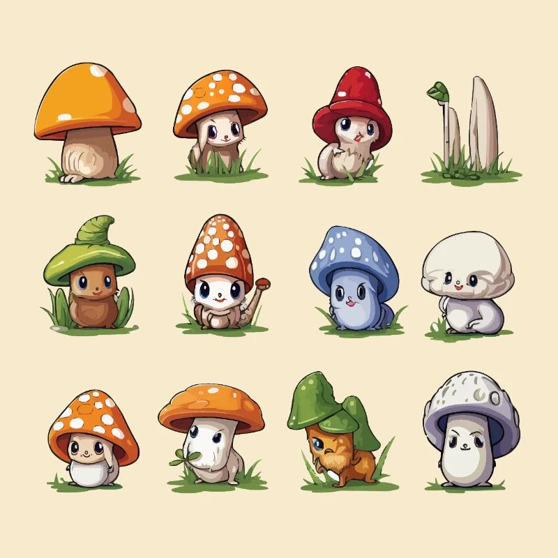 Amis Champignons mignons – Personnages Champignons