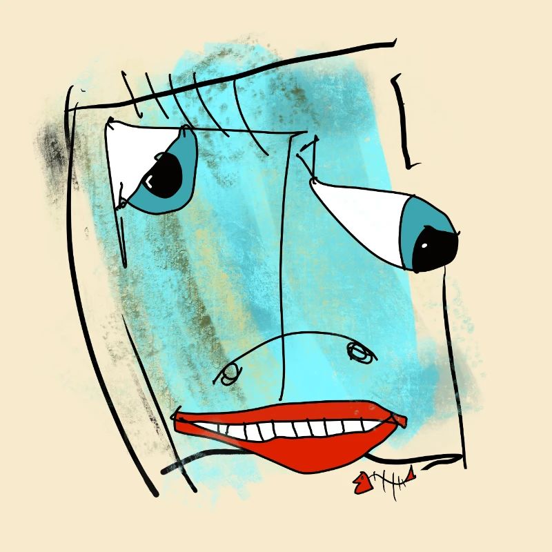 Abstract Face Design Watercolor