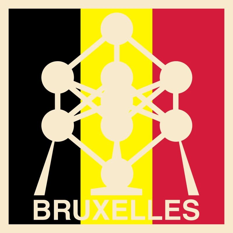 Atomium Brussels – Quadrat-Design mit belgischer Flagge