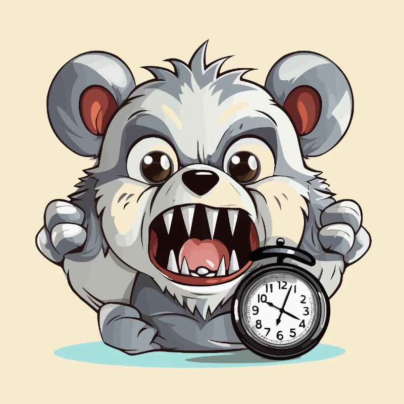 Aggressiver Panda mit Wecker