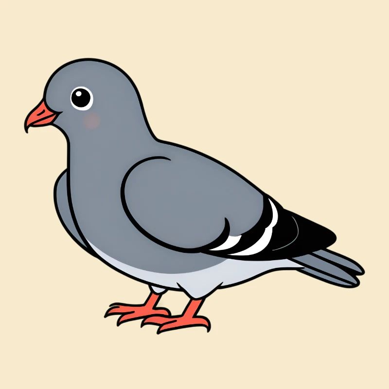 Colombe gris dessin animé avec des pattes orange