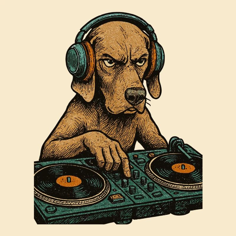 Weimaraner DJ Retro – Chien avec casque Weimarane