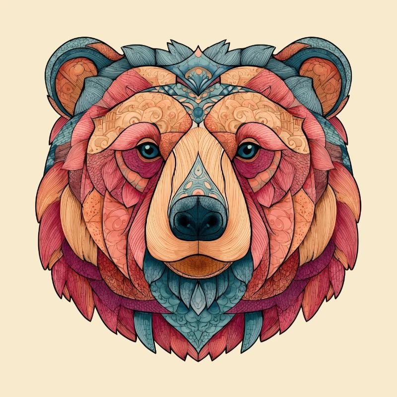 Mandala-Bär in Farbe, Ruhe und Harmonie