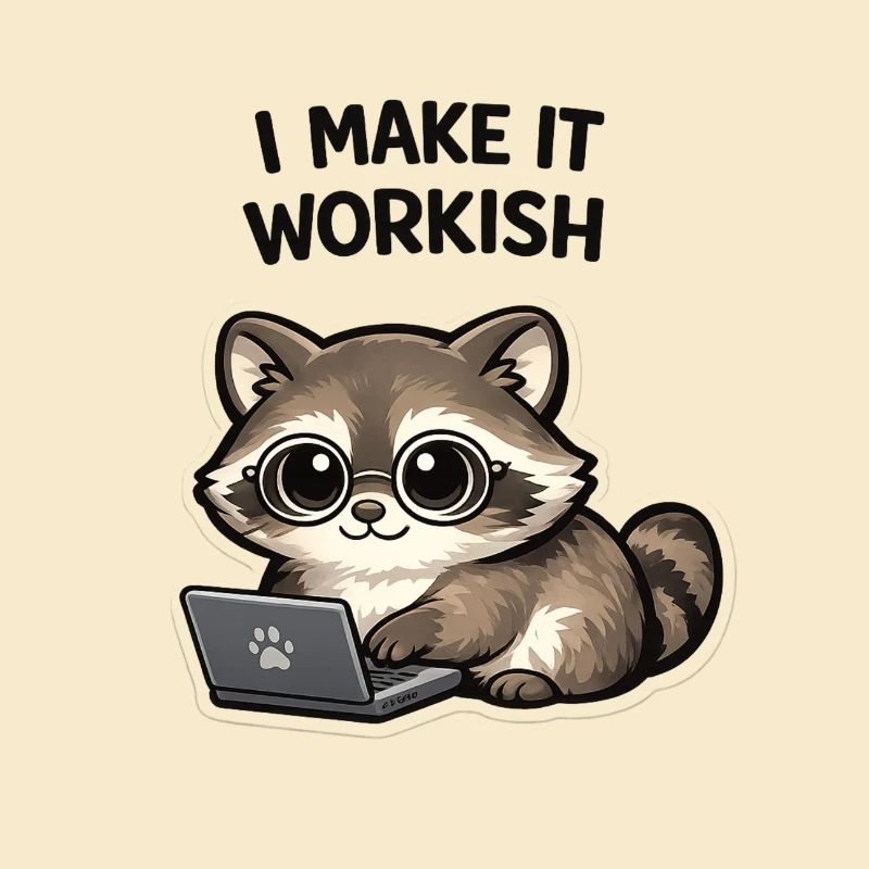 Workish Waschbär am Laptop