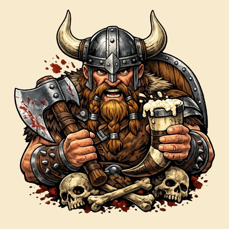 Combattant viking avec une chope de bière