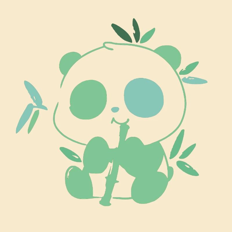 Panda avec bambou – illustration délicate