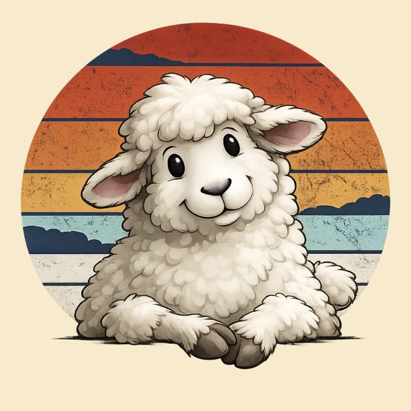Lamb in vintage striped sky