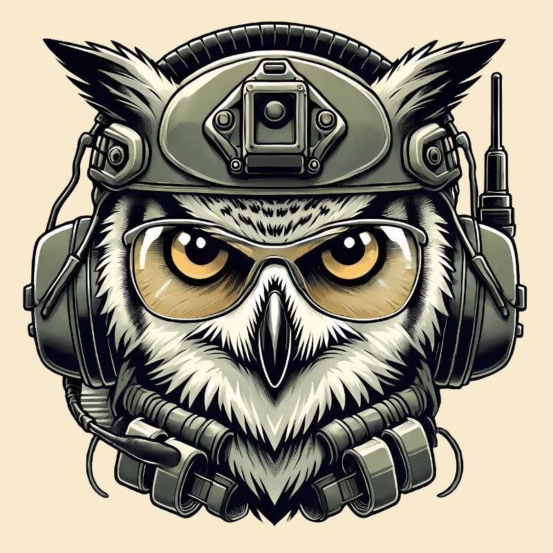 Taktische Eule mit Helm