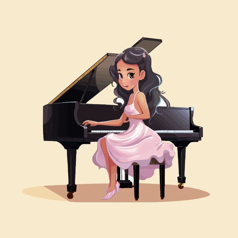 Diva du piano en robe rose
