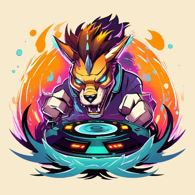 Wolf DJ Neon Fire