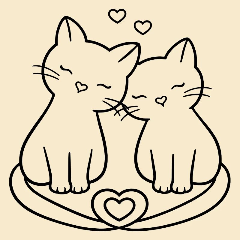 Amour de couple de chats mignons | Douce Romance