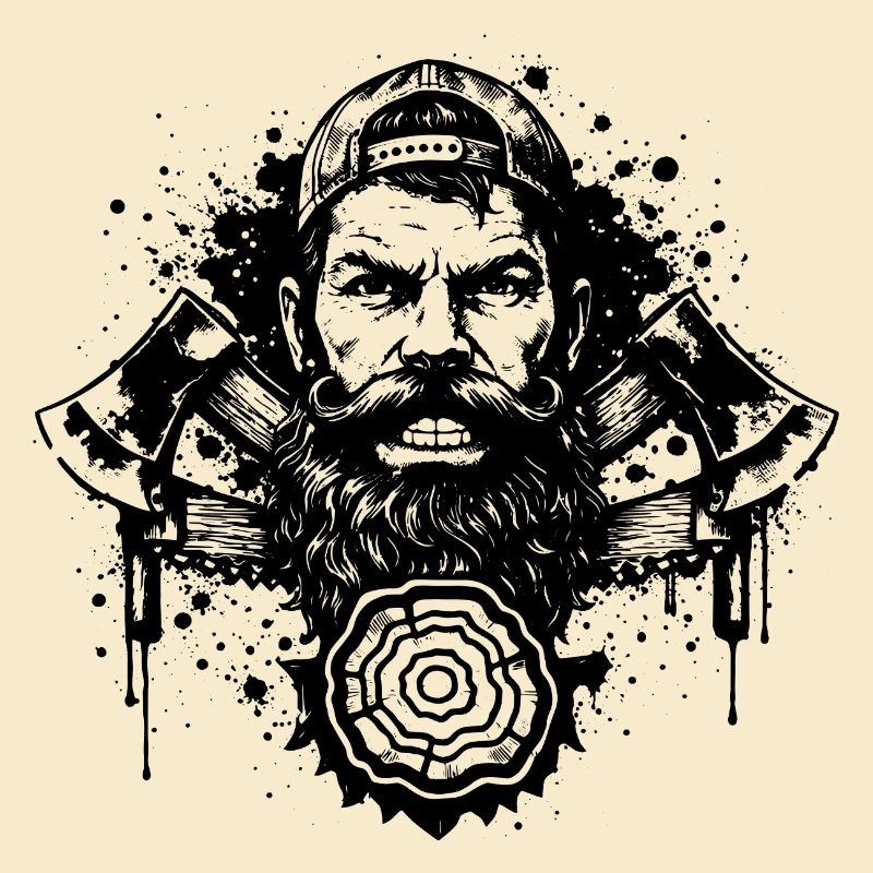 Lumberjack Stencil with Double Axe