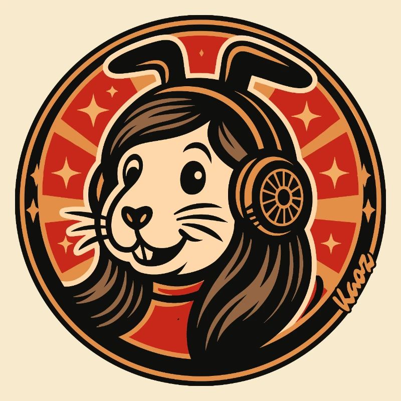 Rabbit Headphones Badge