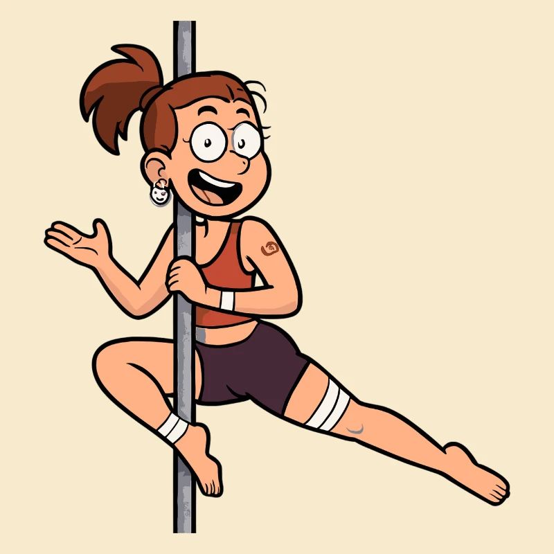 Dessin animé de pole dance – Danseur drôle