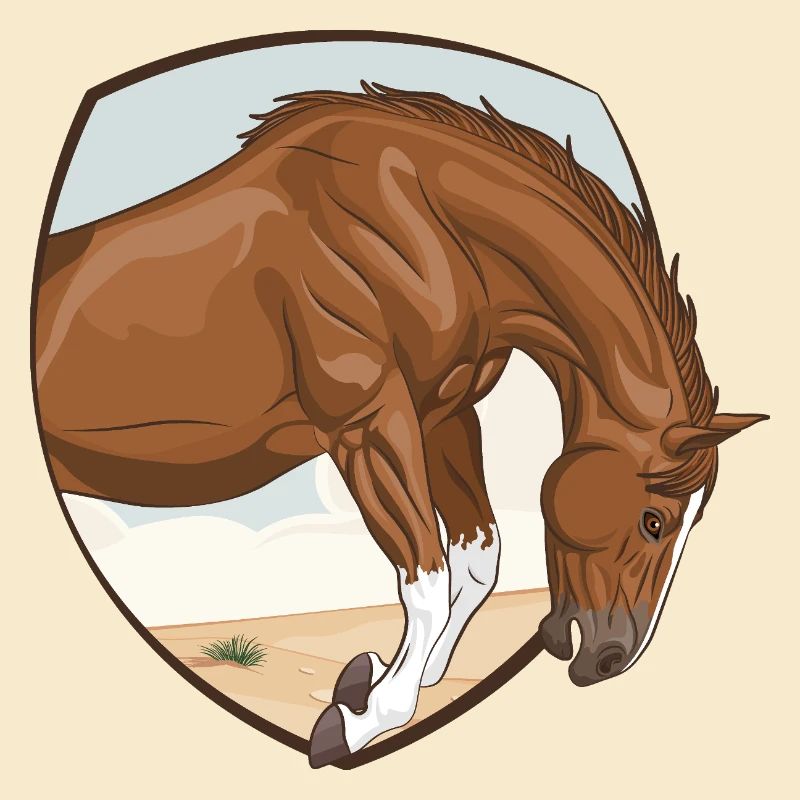 Ein Pferd, das in ein Feld springt