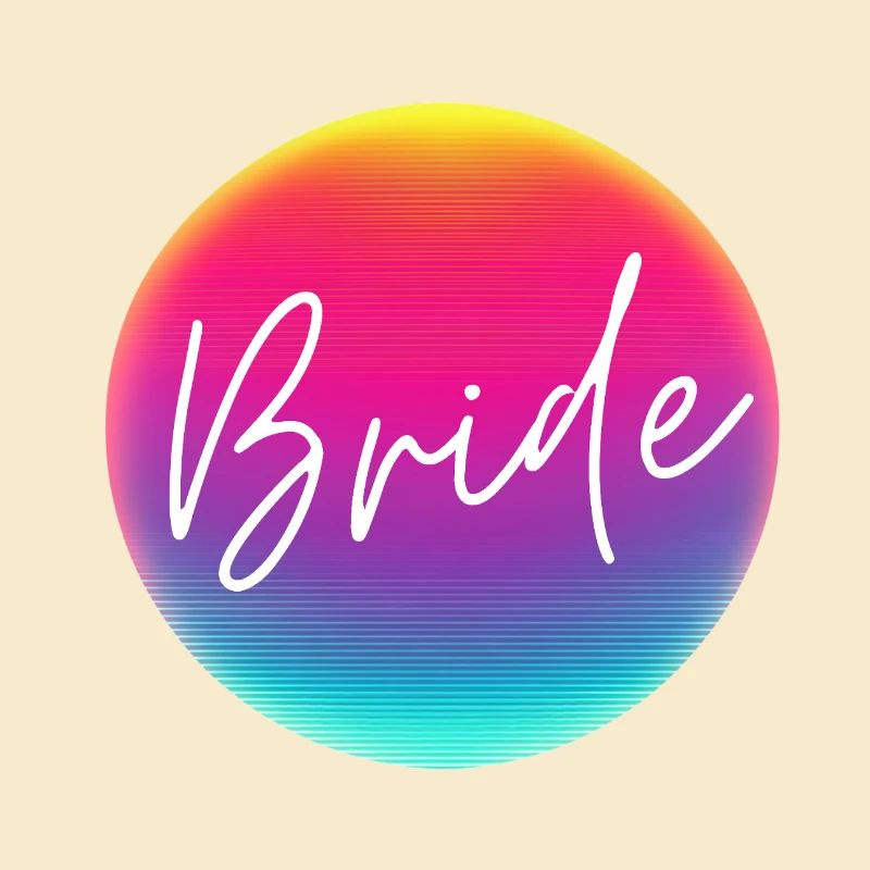 Team Bride! Cool Neon Circle Personalizable