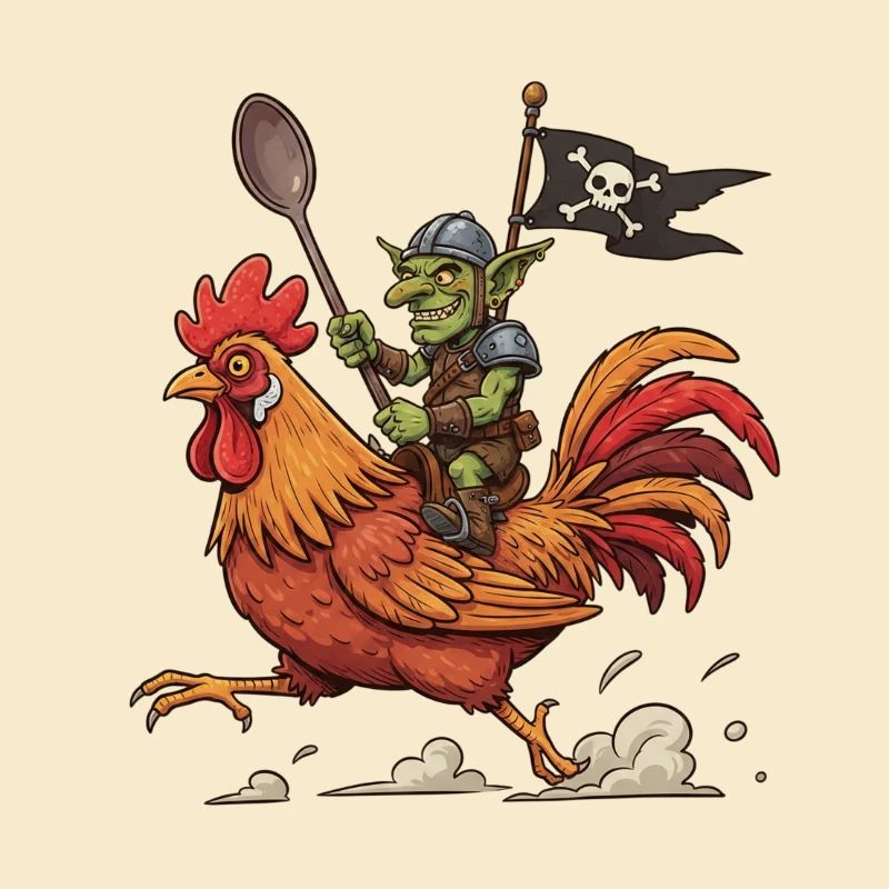 Cavalier gobelin sur un coq