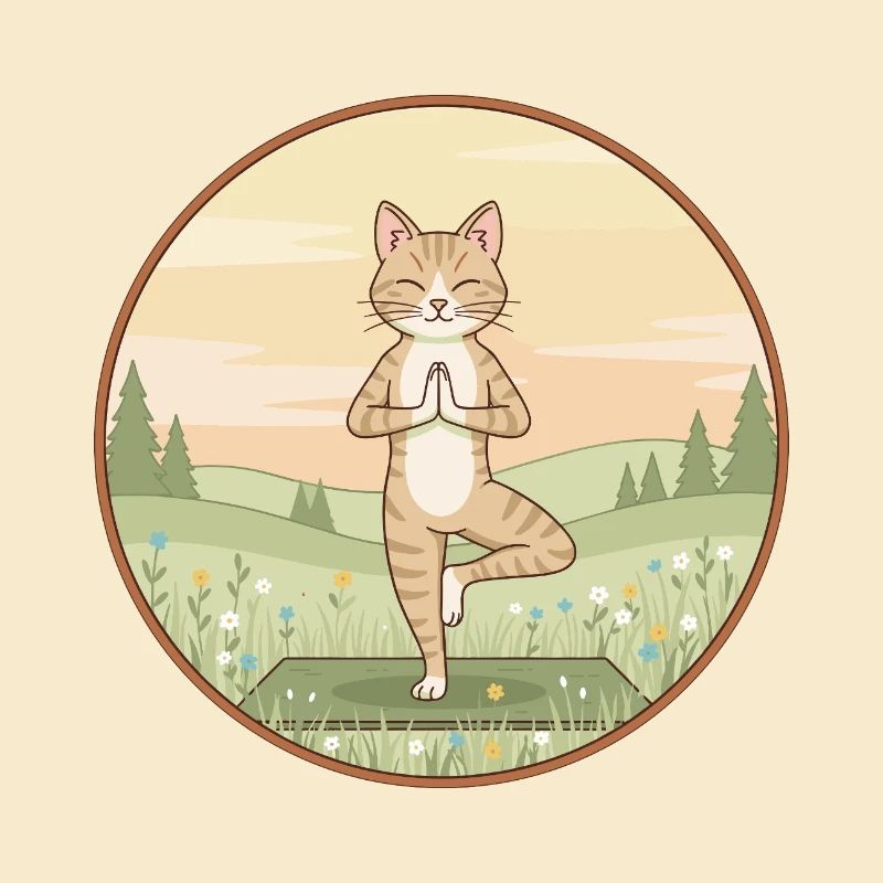 Chaton chat yoga faisant de l’art en posture d’arbre