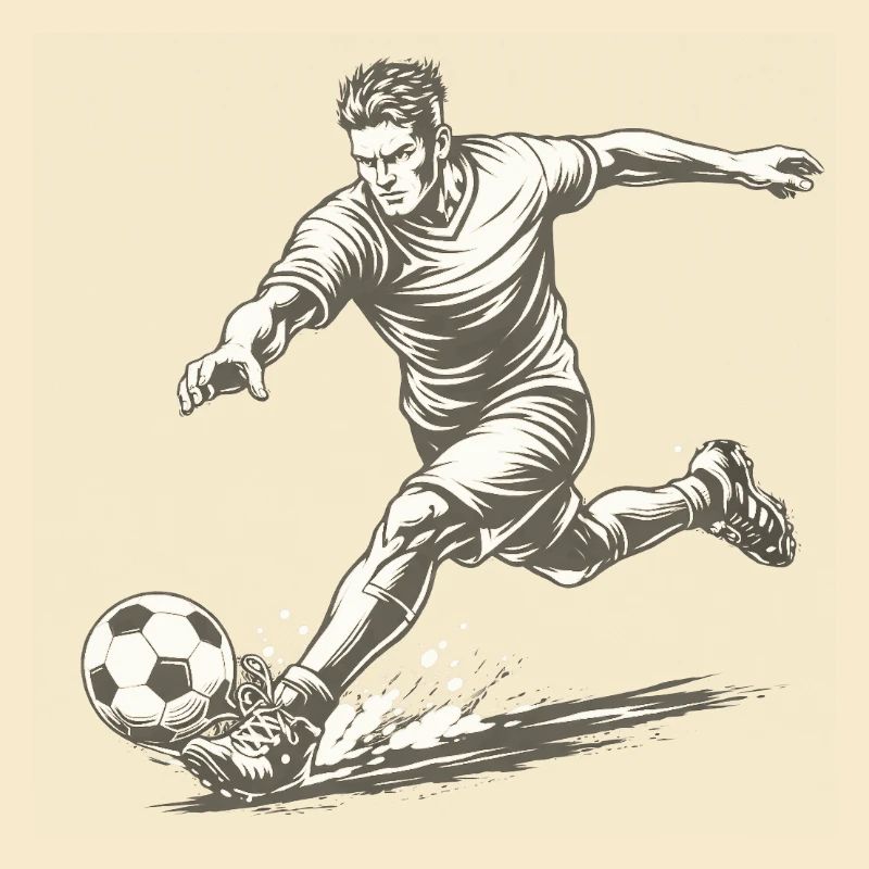 Dynamic footballer in comic style