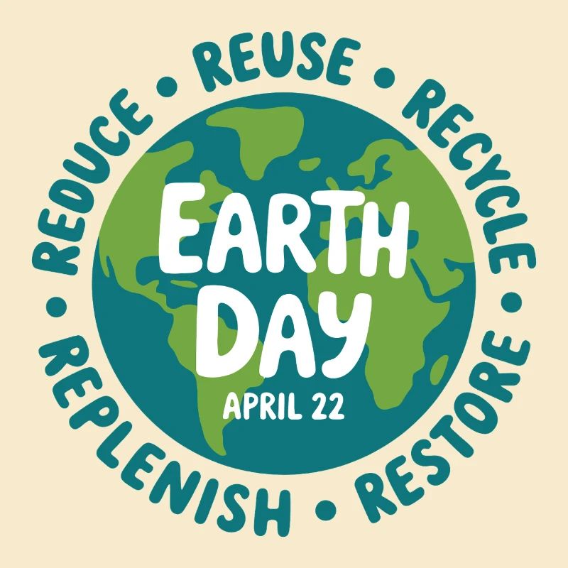 Emblème du Jour de la Terre : Réduire Réutiliser Recycler