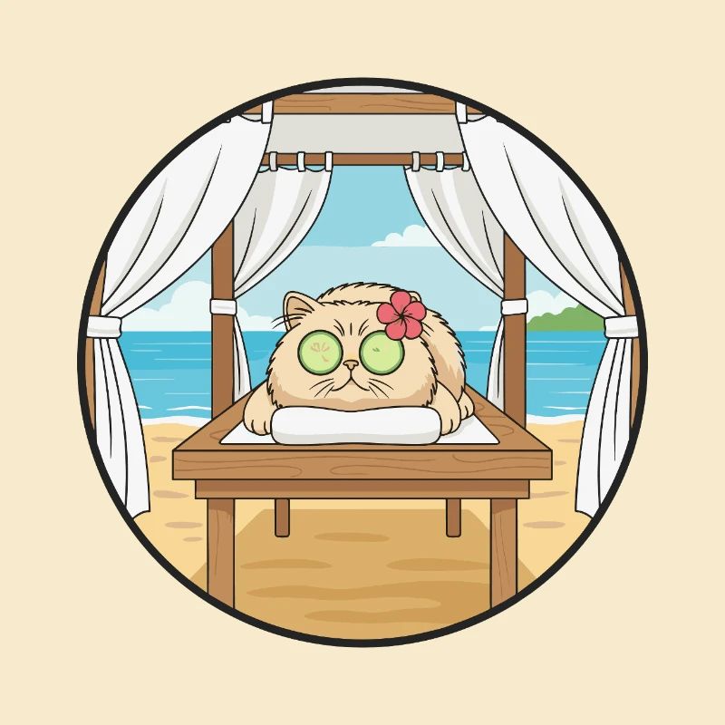 Art relaxant du chat au spa de plage