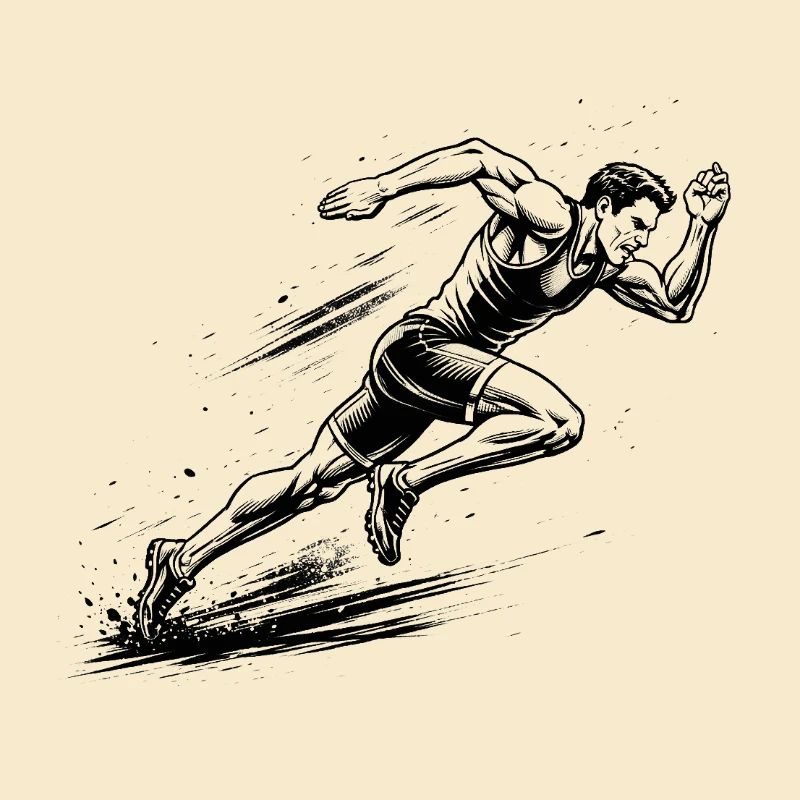 100 m sprinteur dans le style Comic-Ink