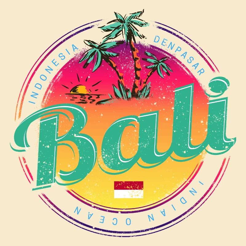 Bali Indonesia Retro Sunset Souvenir