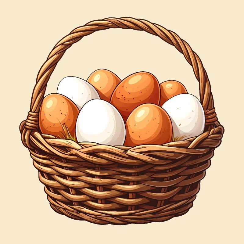 Panier d’œufs bruns et blancs